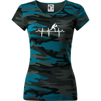 Dámské oblečení EKG stolní tenista stojící - Dámské maskáčové triko - S ( Petrolejová maskáč )