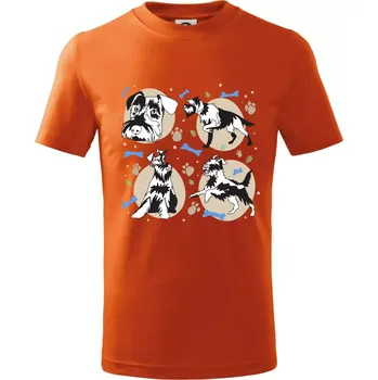 Knírač - 4 obrázky - Tričko dětské bavlněné - 146 cm/10 let ( Oranžová )