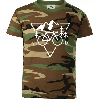 Chlapecké tričko Cyklo trojúhelník - Dětské maskáčové triko - 122 cm/6 let ( Hnědý maskáč )
