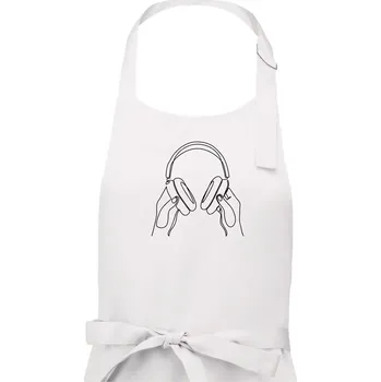 Kuchyňská zástěra Sluchátka jedním tahem - Pánská zástěra na vaření - Univerzální velikost ( Bílá )