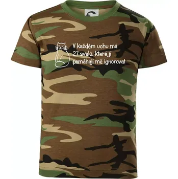 Chlapecké tričko Kočka - 27 svalů - Dětské maskáčové triko - 104-110cm / 3-4 roky ( Hnědý maskáč )