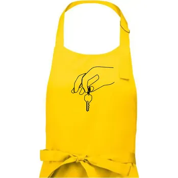 Kuchyňská zástěra Klíče a ruka jedním tahem - Pánská zástěra na vaření - Univerzální velikost ( Žlutá )