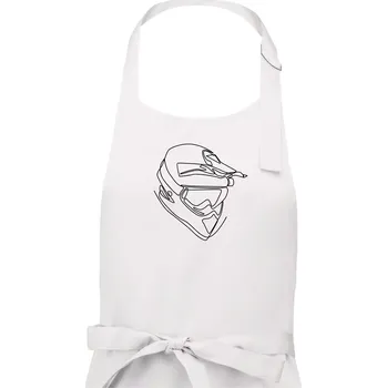 Kuchyňská zástěra Helma, přilba jednim tahem - Dámská zástěra na vaření - Univerzální velikost ( Bílá )