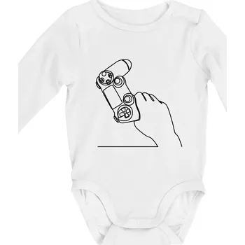 Herní ovladač jedním tahem - Body kojenecké s dlouhým rukávem - Dlouhý r. do 3 měs ( Bílá )