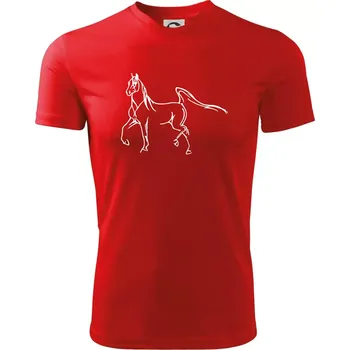 Pánské tričko Kůň silueta - Pánské triko Fantasy sportovní (dresovina) - 3XL ( Červená )