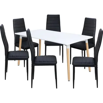 Jídelní set IDEA Nábytek Jídelní stůl ONE 160x90 bílý + 6 židlí SIGMA černých