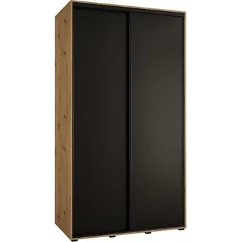 Šatní skříň Šatní skříň s posuvnými dveřmi DAVOS 140cm | DUB Artisan / černá / černé pojezdy