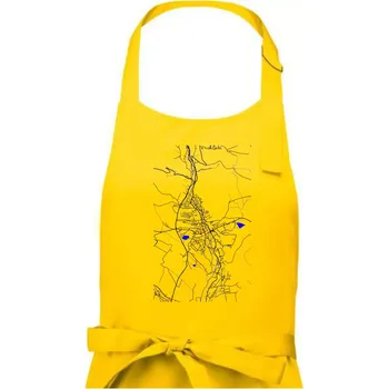 Kuchyňská zástěra Vrchlabí - Mapa s vodními toky - Dámská zástěra na vaření - Univerzální velikost ( Žlutá )