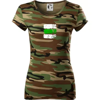 Dámské tričko Turistická značka - zelená - Dámské maskáčové triko - XS ( Hnědý maskáč )