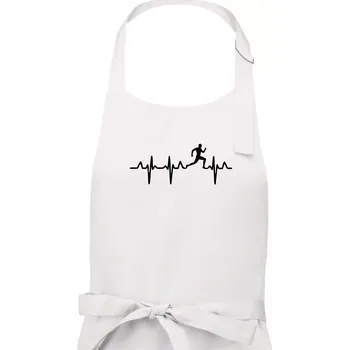 Kuchyňská zástěra EKG běžec - muž - Pánská zástěra na vaření - Univerzální velikost ( Bílá )