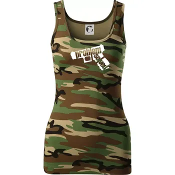 Dámské tričko Problém - zbraň - Dámské Maskáčové tílko - S ( Hnědý maskáč )