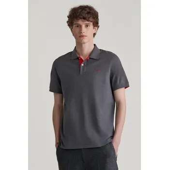 Pánská košile POLOKOŠILE GANT REG CONTRAST PIQUE SS RUGGER ANTRACIT MELANGE