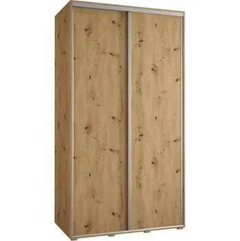 Šatní skříň Šatní skříň s posuvnými dveřmi DAVOS 140cm | DUB Artisan / stříbrné pojezdy