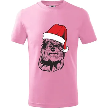 Chlapecké tričko Knírač vánoční - Tričko dětské bavlněné - 104-110cm / 3-4 roky ( Růžová )