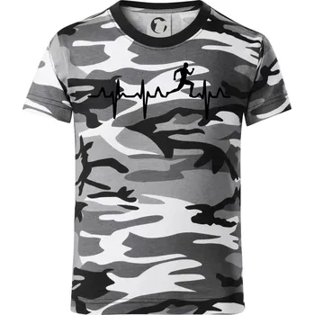 Chlapecké tričko EKG běžec - muž - Dětské maskáčové triko - 104-110cm / 3-4 roky ( Šedý maskáč )