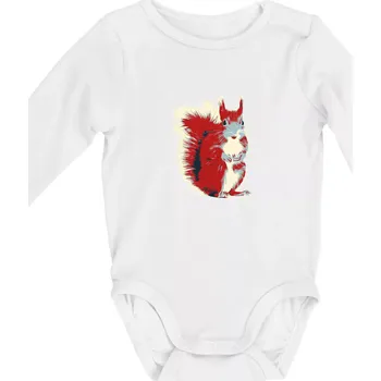 Kojenecký body Veverka vintage - Body kojenecké s dlouhým rukávem - Dlouhý r. do 3 měs ( Bílá )
