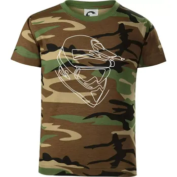 Chlapecké tričko Helma, přilba jednim tahem - Dětské maskáčové triko - 134 cm/8 let ( Hnědý maskáč )