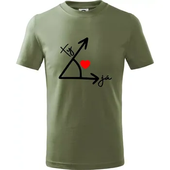Matematika láska - Tričko dětské bavlněné - 146 cm/10 let ( Khaki )