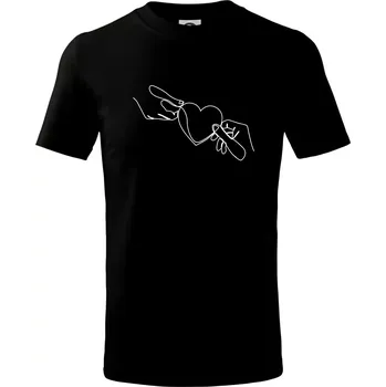 Dvě ruce a srdce jedním tahem - Tričko dětské bavlněné - 98 cm / 2 roky ( Černá )