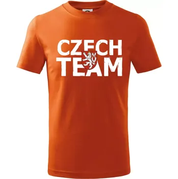 Chlapecké tričko Czech team - Český lev - Tričko dětské bavlněné - 158 cm/12 let ( Oranžová )