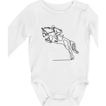 Kojenecký body Jízda na koni jedním tahem - Body kojenecké s dlouhým rukávem - Dlouhý r. do 3 měs ( Bílá )