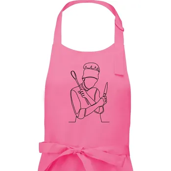 Kuchyňská zástěra Kuchař jedním tahem - Pánská zástěra na vaření - Univerzální velikost ( Růžová )