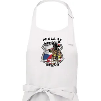 Kuchyňská zástěra Pekla se nebojím HZS ČR - Dámská zástěra na vaření - Univerzální velikost ( Bílá )