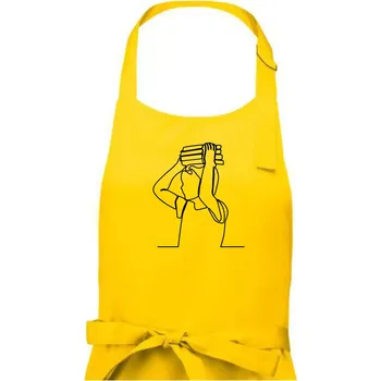 Kuchyňská zástěra Student a kniha jedním tahem - Dámská zástěra na vaření - Univerzální velikost ( Žlutá )
