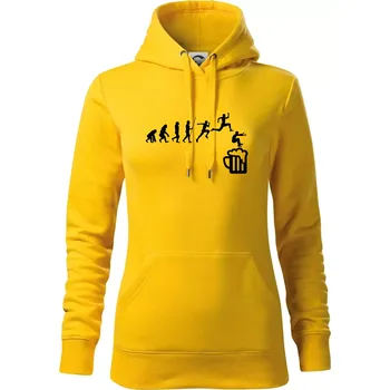 Dámská mikina Evoluce pivo skok - Mikina dámská Cape s kapucí - L ( Žlutá )