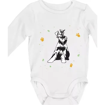 Knírač sedící - Body kojenecké s dlouhým rukávem - Dlouhý r. do 3 měs ( Bílá )