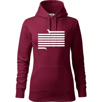 Dámská mikina Jezevčík dlouhý - Mikina dámská Cape s kapucí - XS ( Garnet )