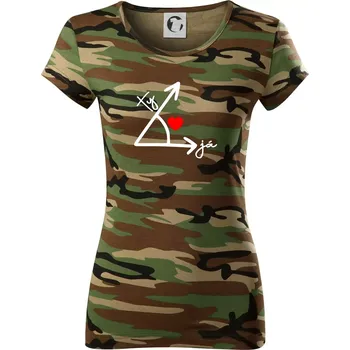 Matematika láska - Dámské maskáčové triko - M ( Hnědý maskáč )