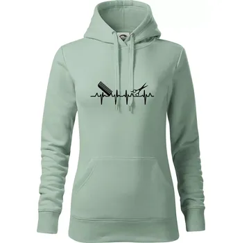 Dámská mikina EKG kadeřnictví - Mikina dámská Cape s kapucí - M ( Sage )