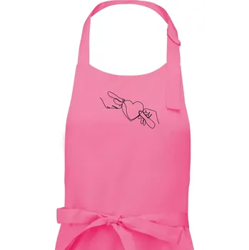 Kuchyňská zástěra Dvě ruce a srdce jedním tahem - Pánská zástěra na vaření - Univerzální velikost ( Růžová )
