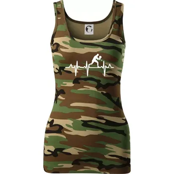 Dámské tričko EKG stolní tenista stojící - Dámské Maskáčové tílko - L ( Hnědý maskáč )