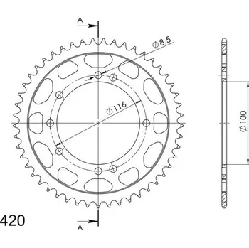 Řetězová sada pro motocykl SUPERSPROX Řetězová rozeta SUPERSPROX RFE-457:49-BLK černý 49 zubů, 420