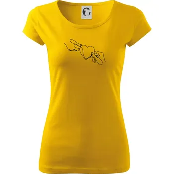 Dámské tričko Dvě ruce a srdce jedním tahem - Dámské triko Pure - M ( Žlutá )