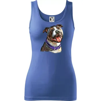 Dámské tričko Americký stafordširský teriér kreslený - Dámské tílko - L ( Azurově modrá )
