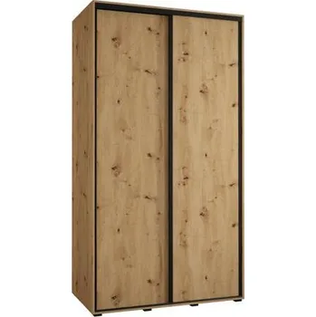 Šatní skříň Šatní skříň s posuvnými dveřmi DAVOS 140cm | DUB Artisan / černé pojezdy