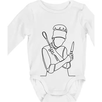 Kojenecký body Kuchař jedním tahem - Body kojenecké s dlouhým rukávem - Dlouhý r. do 3 měs ( Bílá )