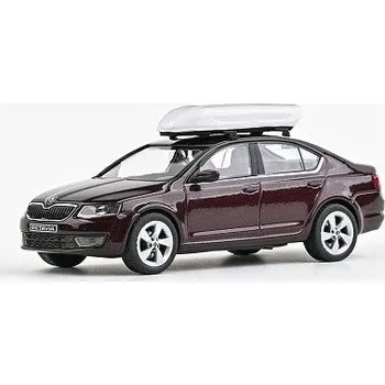 autíčko ABREX ŠKODA OCTAVIA III 2012 rosso brunello metalíza w/ střešní box 143026