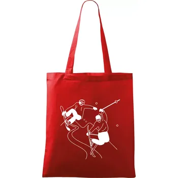 Nákupní taška Lyžovaní - kresleny obrázek - Taška bavlněná - 42 x 38 cm ( Červená )