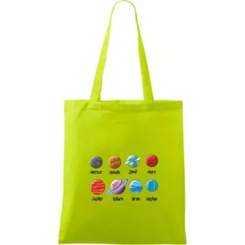 Planety vedle sebe - Taška bavlněná - 42 x 38 cm ( Limetková )