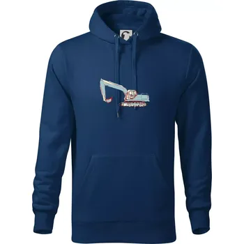 Pánská mikina Bagr vintage - Mikina pánská Cape s kapucí - 5XL ( Půlnoční modrá )