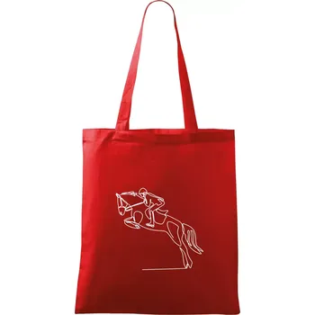 Nákupní taška Jízda na koni jedním tahem - Taška bavlněná - 42 x 38 cm ( Červená )