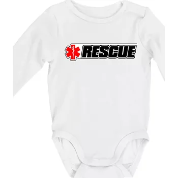 Kojenecký body Záchranář rescue kříž červený - Body kojenecké s dlouhým rukávem - Dlouhý r. do 3 měs ( Bílá )