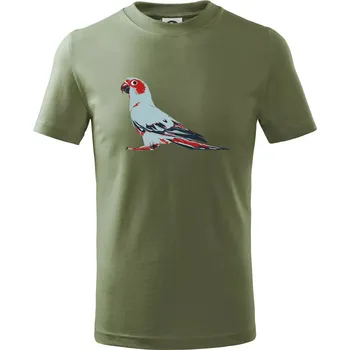 Papoušek vintage - Tričko dětské bavlněné - 98 cm / 2 roky ( Khaki )