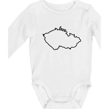 Kojenecký body Czech love mapa - Body kojenecké s dlouhým rukávem - Dlouhý r. do 3 měs ( Bílá )