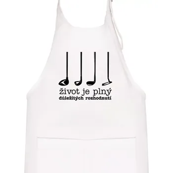 Kuchyňská zástěra Golf - důležitá rozhodnutí - Dětská zástěra na vaření - Univerzální velikost ( Bílá )