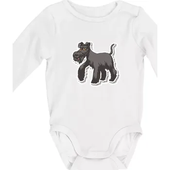 Knírač samolepka - Body kojenecké s dlouhým rukávem - Dlouhý r. 3-6 měs ( Bílá )